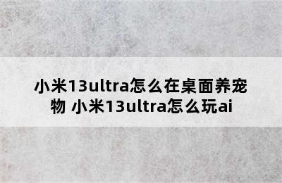 小米13ultra怎么在桌面养宠物 小米13ultra怎么玩ai